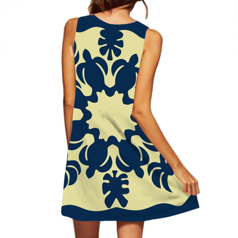 WOMEN'S Clothing New Dress, Sexy Printed Large Hem Medium Length Dress